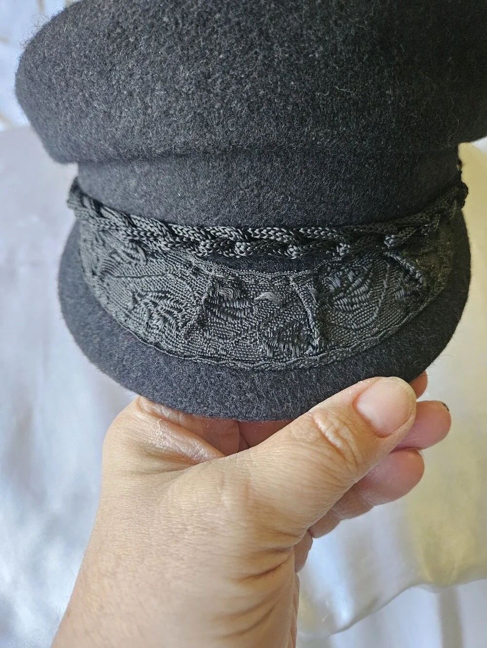 Vintage Black Wool Greek Fisherman’s Cap - Great Condition